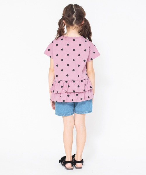 BRANSHES（ブランシェス）の「【WEB限定】無地/ドット柄バックフリル半袖Tシャツ（Tシャツ/カットソー・キッズ・ピンク/ベージュ/ライトグリーン/ブラック・100/120/150/130/110/140）」の10枚目の写真