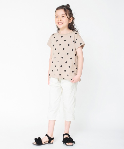 BRANSHES（ブランシェス）の「【WEB限定】無地/ドット柄バックフリル半袖Tシャツ（Tシャツ/カットソー・キッズ・ピンク/ベージュ/ライトグリーン/ブラック・100/120/150/130/110/140）」の9枚目の写真