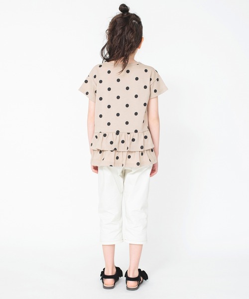 BRANSHES（ブランシェス）の「【WEB限定】無地/ドット柄バックフリル半袖Tシャツ（Tシャツ/カットソー・キッズ・ピンク/ベージュ/ライトグリーン/ブラック・100/120/150/130/110/140）」の15枚目の写真