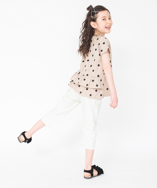 BRANSHES（ブランシェス）の「【WEB限定】無地/ドット柄バックフリル半袖Tシャツ（Tシャツ/カットソー・キッズ・ピンク/ベージュ/ライトグリーン/ブラック・100/120/150/130/110/140）」の5枚目の写真