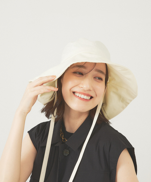 abahouse mavie（アバハウスマヴィ）の「紐付きサンシェードハット（ハット・レディース・ブラック/アイボリー・フリー）」の4枚目の写真