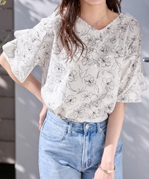 alotta | 【サラっとした着心地/晩夏まで活躍する袖丈】フリル袖Ｔシャツブラウス≪Sサイズ展開あり≫(シャツ/ブラウス)