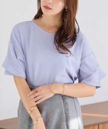 alotta（アロッタ）の「【サラっとした着心地/晩夏まで活躍する袖丈】フリル袖Ｔシャツブラウス≪Sサイズ展開あり≫（シャツ/ブラウス）」