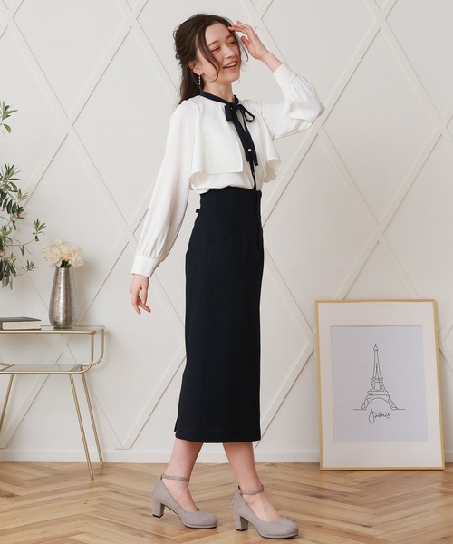 ASTORIA ODIER（アストリアオディール）の「配色リボンタイ トレンチブラウス（シャツ/ブラウス・レディース・ピンクベージュ/ベージュ/ネイビー/ラベンダー/ホワイト・SMALL/MEDIUM）」の9枚目の写真