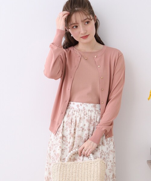 couture brooch（クチュールブローチ）の「◆GOLD釦コンパクトカーデ（カーディガン/ボレロ・レディース・ピンク系/ブラウン系/アイボリー系2・38/42）」の3枚目の写真