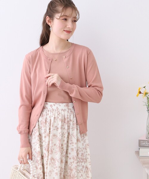 couture brooch（クチュールブローチ）の「◆GOLD釦コンパクトカーデ（カーディガン/ボレロ・レディース・ピンク系/ブラウン系/アイボリー系2・38/42）」の7枚目の写真