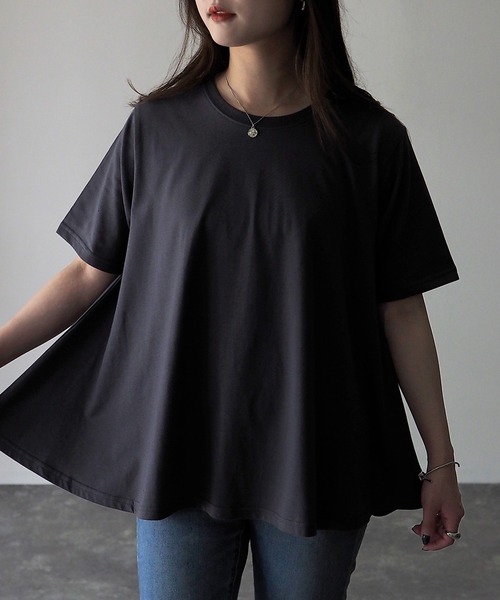 Riberry(リベリー)の「Aラインフレア半袖Tシャツ(Tシャツ/カットソー・レディース・オフホワイト/スミクロ・FREE)」の19枚目の写真