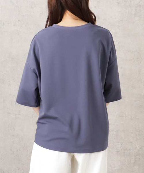 NAVY（ネイビー）の「ステインブロックフロントギャザー無地プルオーバー（Tシャツ/カットソー・レディース・グレイッシュベージュ/パープル/オレンジ/アイボリー・フリー）」の14枚目の写真