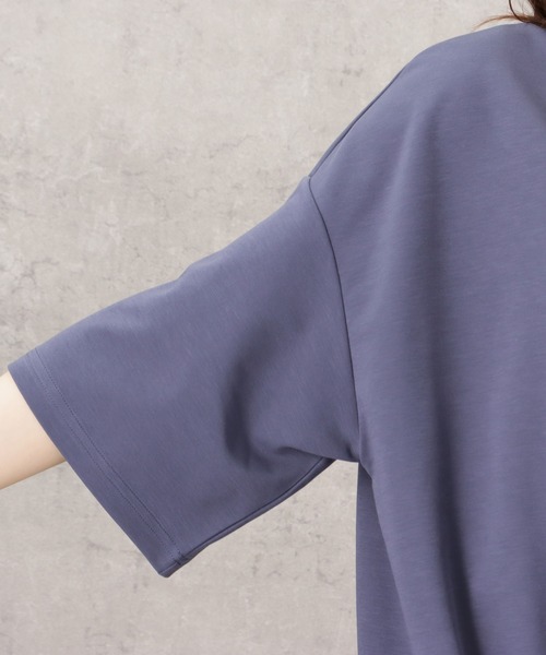 NAVY（ネイビー）の「ステインブロックフロントギャザー無地プルオーバー（Tシャツ/カットソー・レディース・グレイッシュベージュ/パープル/オレンジ/アイボリー・フリー）」の13枚目の写真