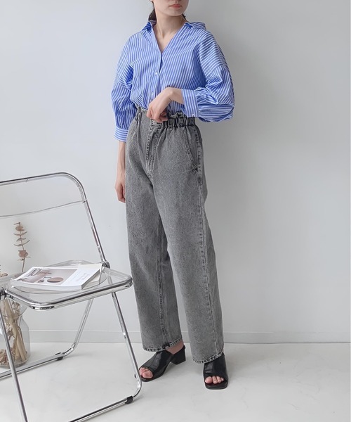 AS KNOW AS plus（アズノゥアズプラス）の「〇レースアップ5分袖スキッパーブラウス（シャツ/ブラウス・レディース・オフホワイト/ネイビー系/ブラック系/ブルー系/グリーン系/ベージュ系/サックスブルー系/ブルー系1/ブルー系2/イエロー系2/ブルー系3/サックスブルー系1/ベージュ系その他/ブルー系その他・FREE）」の19枚目の写真