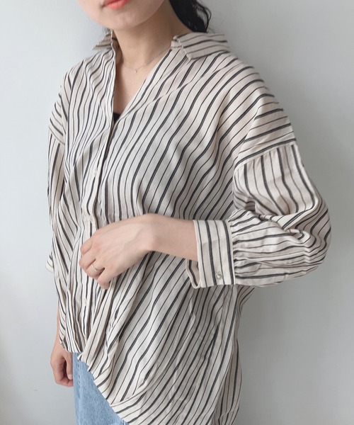 AS KNOW AS plus（アズノゥアズプラス）の「〇レースアップ5分袖スキッパーブラウス（シャツ/ブラウス・レディース・オフホワイト/ネイビー系/ブラック系/ブルー系/グリーン系/ベージュ系/サックスブルー系/ブルー系1/ブルー系2/イエロー系2/ブルー系3/サックスブルー系1/ベージュ系その他/ブルー系その他/ブルー系その他2/ネイビー系1・FREE）」の20枚目の写真