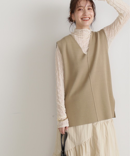 N.（N. Natural Beauty Basic）（エヌエヌナチュラルビューティーベーシック）の「◆ウォッシャブルミラノリブニットジレ（ベスト・レディース・ブラック/ベージュ/グレー・MEDIUM）」の16枚目の写真