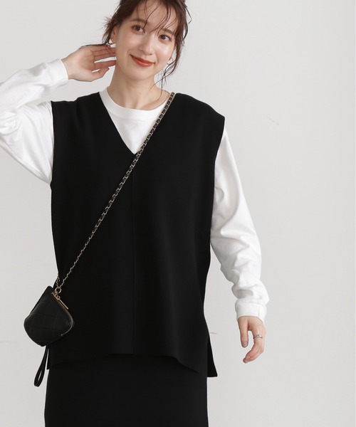 N.（N. Natural Beauty Basic）（エヌエヌナチュラルビューティーベーシック）の「◆ウォッシャブルミラノリブニットジレ（ベスト・レディース・ブラック/ベージュ/グレー・MEDIUM）」の14枚目の写真