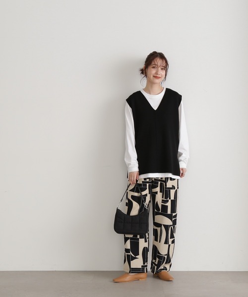 N.（N. Natural Beauty Basic）（エヌエヌナチュラルビューティーベーシック）の「◆ウォッシャブルミラノリブニットジレ（ベスト・レディース・ブラック/ベージュ/グレー・MEDIUM）」の7枚目の写真