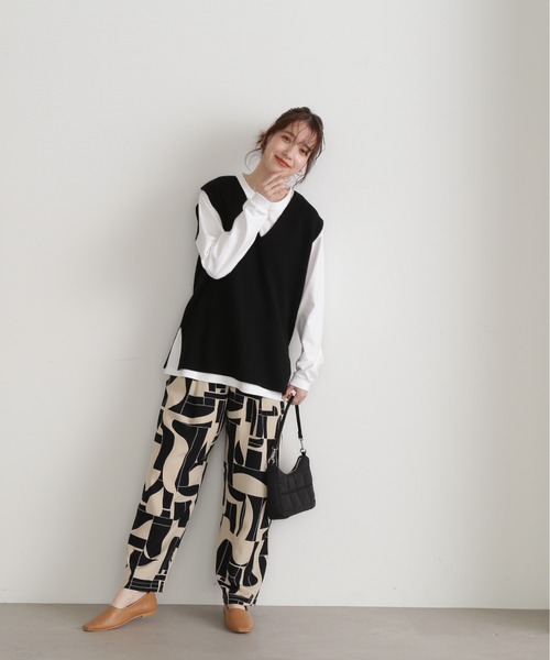 N.（N. Natural Beauty Basic）（エヌエヌナチュラルビューティーベーシック）の「◆ウォッシャブルミラノリブニットジレ（ベスト・レディース・ブラック/ベージュ/グレー・MEDIUM）」の4枚目の写真