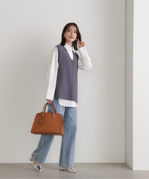 N.（N. Natural Beauty Basic）（エヌエヌナチュラルビューティーベーシック）の「◆ウォッシャブルミラノリブニットジレ（ベスト・レディース・ブラック/ベージュ/グレー・MEDIUM）」の8枚目の写真