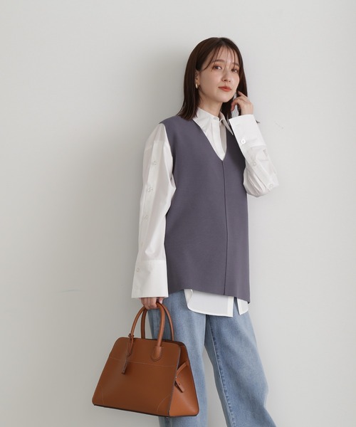 N.（N. Natural Beauty Basic）（エヌエヌナチュラルビューティーベーシック）の「◆ウォッシャブルミラノリブニットジレ（ベスト・レディース・ブラック/ベージュ/グレー・MEDIUM）」の5枚目の写真