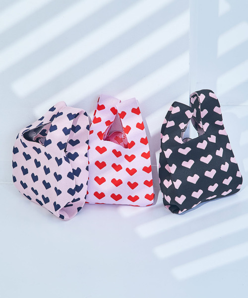 macaroni edge(マカロニエッジ)の「〈macaroni edge/マカロニエッジ〉クロシェ編み キュートなハート柄トートバッグ(トートバッグ・レディース・ブラック/ブラウン/グリーン/パープル/ピンク/ブラック×ピンク・ONE SIZE)」の21枚目の写真