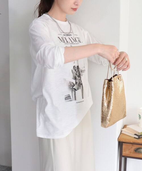 fredy emue（フレディエミュ）の「スラブ天竺PHOTO ロンT（Tシャツ/カットソー・レディース・オフホワイト/グレイッシュブルー/アイボリー/ベビーピンク・38）」の10枚目の写真