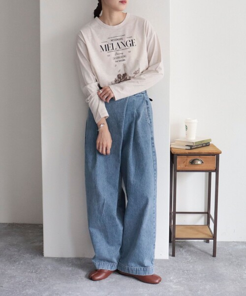 fredy emue（フレディエミュ）の「スラブ天竺PHOTO ロンT（Tシャツ/カットソー・レディース・オフホワイト/グレイッシュブルー/アイボリー/ベビーピンク・38）」の15枚目の写真