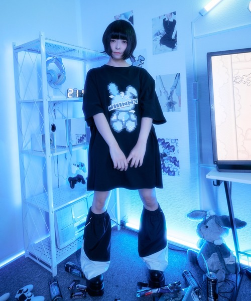 Whinny（ホワイニー）の「Whinny/ゲーミングウサギ（Tシャツ/カットソー・レディース・サックスブルー/ブラック/ホワイト・FREE）」の16枚目の写真