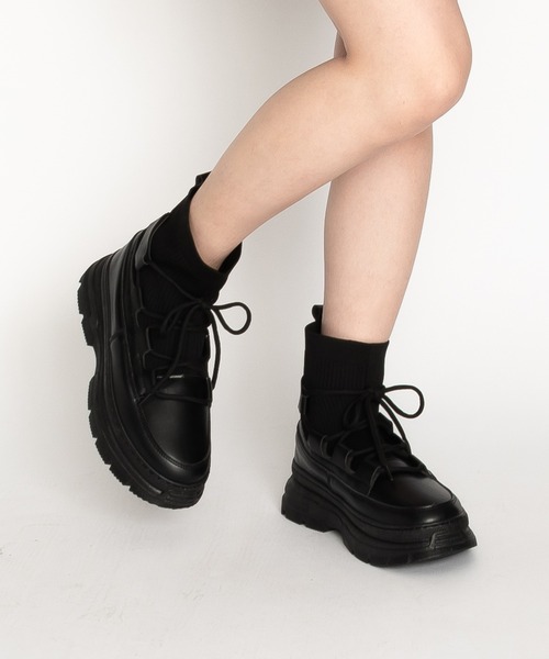 SVEC（シュベック）の「ダッドスニーカー 厚底 ローファー ニットブーツ（ブーツ・メンズ・ブラック・41/39/42/44/40/43）」の19枚目の写真