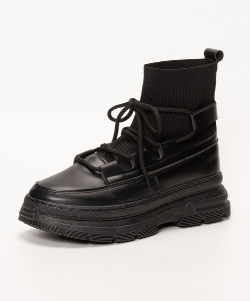 SVEC（シュベック）の「ダッドスニーカー 厚底 ローファー ニットブーツ（ブーツ・メンズ・ブラック・41/39/42/44/40/43）」の8枚目の写真