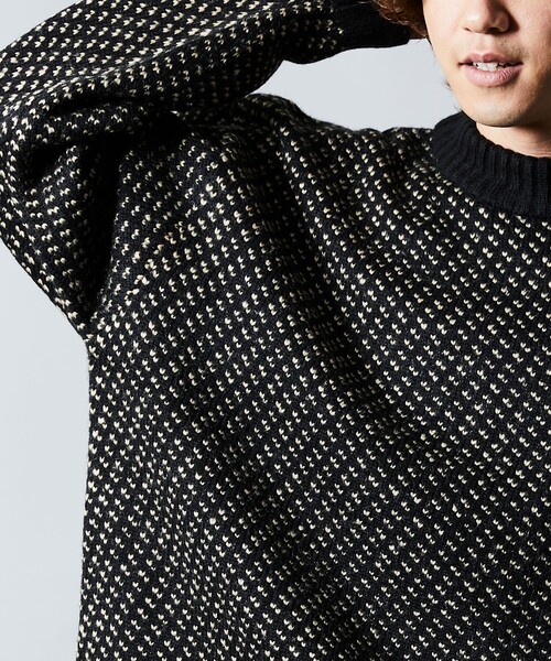 FREAK'S STORE(フリークスストア)の「限定展開 ビッグシルエット バーズアイ クルーネックニット(ニット/セーター・メンズ・ブラウン/グレイッシュベージュ/ブラック/ネイビー・SMALL/MEDIUM/LARGE)」の18枚目の写真