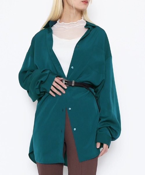 PUNYUS（プニュズ）の「レギュラーカラーシャツ（シャツ/ブラウス・レディース・オレンジ/ブラック/ダークグリーン・2/3/4/1）」の2枚目の写真