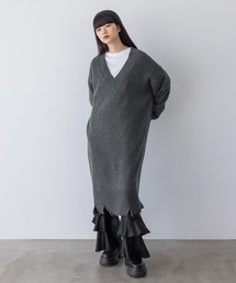 yuw | ダメージＶネックワンピース　974158(ワンピース)