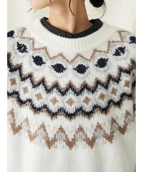 CRAFT STANDARD BOUTIQUE（クラフトスタンダードブティック）の「求心柄ニットプルオーバー（ニット/セーター・レディース・ネイビー/アイボリー/グレー・FREE）」の12枚目の写真