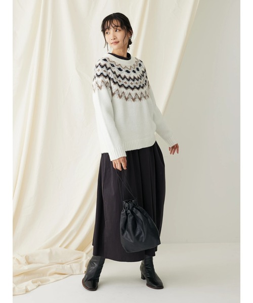 CRAFT STANDARD BOUTIQUE（クラフトスタンダードブティック）の「求心柄ニットプルオーバー（ニット/セーター・レディース・ネイビー/アイボリー/グレー・FREE）」の14枚目の写真