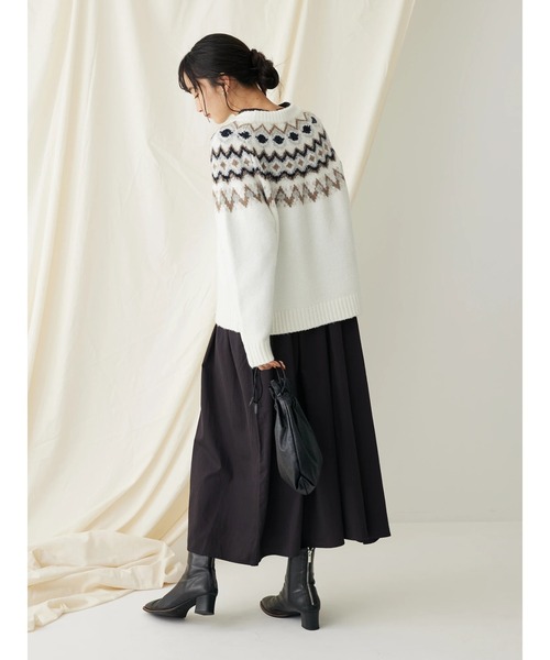 CRAFT STANDARD BOUTIQUE（クラフトスタンダードブティック）の「求心柄ニットプルオーバー（ニット/セーター・レディース・ネイビー/アイボリー/グレー・FREE）」の17枚目の写真