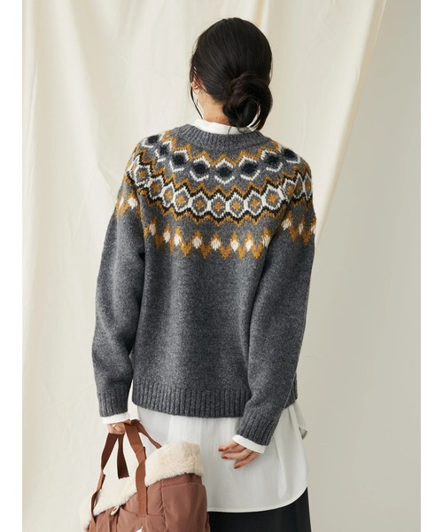 CRAFT STANDARD BOUTIQUE（クラフトスタンダードブティック）の「求心柄ニットプルオーバー（ニット/セーター・レディース・ネイビー/アイボリー/グレー・FREE）」の20枚目の写真