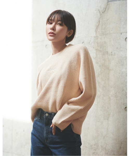 Calvin Klein（カルバン・クライン）の「【WEB限定】モノロゴ クルーネックセーター（ニット/セーター・レディース・グレー/ベージュ・M/S/XS/L）」の6枚目の写真