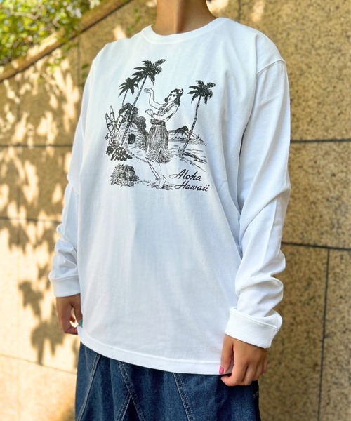 GREEN BOWL Heavy Weight L/S T-shirts(Aloha Hawaii柄)（Tシャツ/カットソー）｜GREEN BOWL（グリーンボウル）