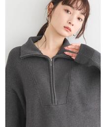 AMERICAN HOLIC | バイパチハーフZIP片畦ニットプルオーバー(ニット/セーター)