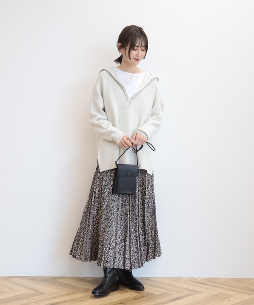 AMERICAN HOLIC(アメリカンホリック)の「バイパチハーフZIP片畦ニットプルオーバー(ニット/セーター・レディース・モカ/アイボリー/オレンジ/ダークグレー・M/L)」の9枚目の写真