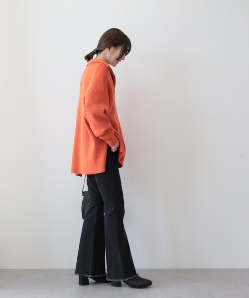 AMERICAN HOLIC(アメリカンホリック)の「バイパチハーフZIP片畦ニットプルオーバー(ニット/セーター・レディース・モカ/アイボリー/オレンジ/ダークグレー・M/L)」の11枚目の写真