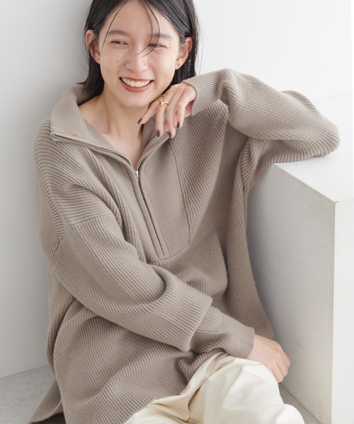 AMERICAN HOLIC(アメリカンホリック)の「バイパチハーフZIP片畦ニットプルオーバー(ニット/セーター・レディース・モカ/アイボリー/オレンジ/ダークグレー・M/L)」の17枚目の写真