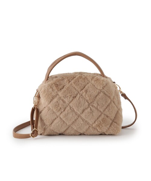 SHOO・LA・RUE(シューラルー)の「◆フェイクファーキルティングショルダーバッグ(ショルダーバッグ・レディース・ベージュ/グレー/アイボリー/ブラック・00)」の6枚目の写真