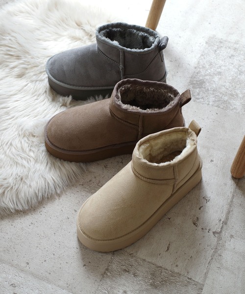 AmiAmi(アミアミ)の「【2025AW再販!】厚底ムートンブーツ/軽量ファーショートブーツ(ブーツ・レディース・グレー/キャメル/グレイッシュベージュ/ベージュ/ブラック・LL/S/M/L)」の14枚目の写真