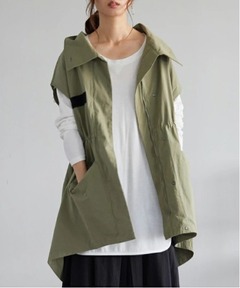 セール】コットンギャバジン フレアベルテッドジレ（ベスト