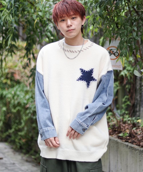 SPINNS（スピンズ）の「【ユニセックスで着用可能】デニム切り替え