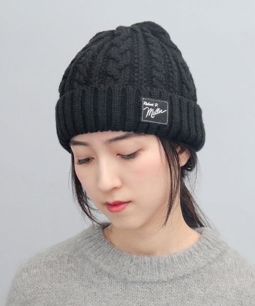 MILLER（ミラー）の「ケーブル編みニット ニット帽（ニットキャップ/ビーニー・レディース・ブラック/ベージュ/オフホワイト・FREE）」の14枚目の写真