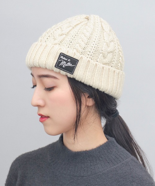 MILLER（ミラー）の「ケーブル編みニット ニット帽（ニットキャップ/ビーニー・レディース・ブラック/ベージュ/オフホワイト・FREE）」の16枚目の写真