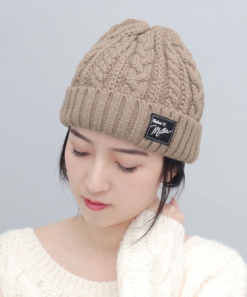MILLER（ミラー）の「ケーブル編みニット ニット帽（ニットキャップ/ビーニー・レディース・ブラック/ベージュ/オフホワイト・FREE）」の18枚目の写真