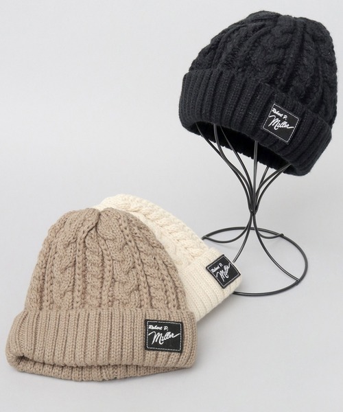 MILLER（ミラー）の「ケーブル編みニット ニット帽（ニットキャップ/ビーニー・レディース・ブラック/ベージュ/オフホワイト・FREE）」の12枚目の写真