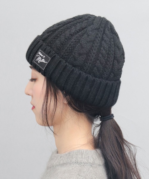 MILLER（ミラー）の「ケーブル編みニット ニット帽（ニットキャップ/ビーニー・レディース・ブラック/ベージュ/オフホワイト・FREE）」の17枚目の写真