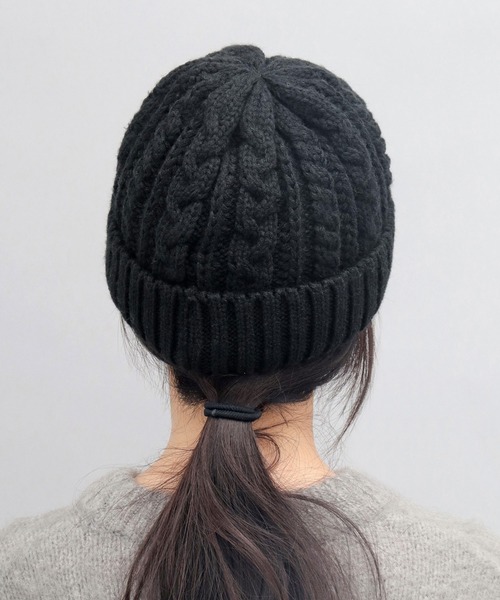 MILLER（ミラー）の「ケーブル編みニット ニット帽（ニットキャップ/ビーニー・レディース・ブラック/ベージュ/オフホワイト・FREE）」の15枚目の写真